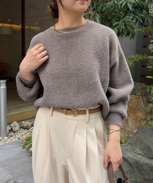 Jena espace merveilleux(ジェナ エスパスメルヴェイユ)の「ラメフェザーソフトニット 秋冬ニット(ニット/セーター・レディース・ライトグレー/ネイビー/ブラウン・FREE)」の3枚目の写真