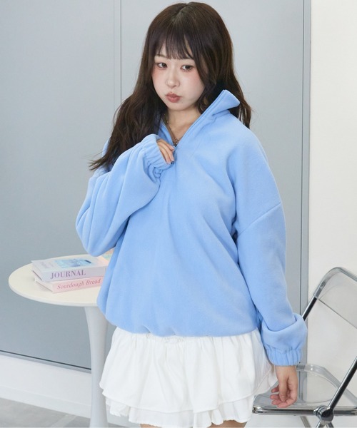 mul.(ムル)の「【TUNE】ハーフZIPフリース(スウェット・レディース・ピンク/サックスブルー/レッド・FREE)」の8枚目の写真
