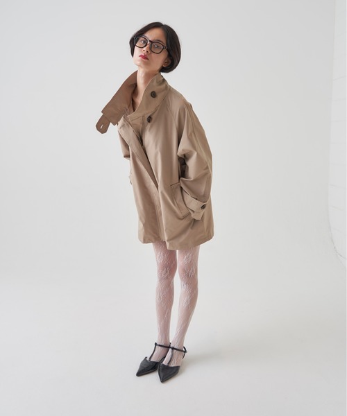 My shawty(マイシャウティー)の「stand hurf trench(トレンチコート・レディース・グレイッシュベージュ/ベージュ・FREE)」の4枚目の写真
