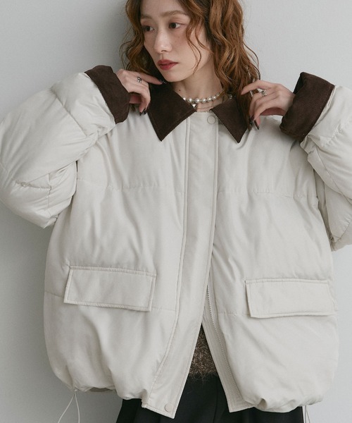 ad thie(アドティエ)の「コーデュロイ カラー パデットブルゾン(ブルゾン・レディース・ブラック/オフホワイト・FREE)」の11枚目の写真