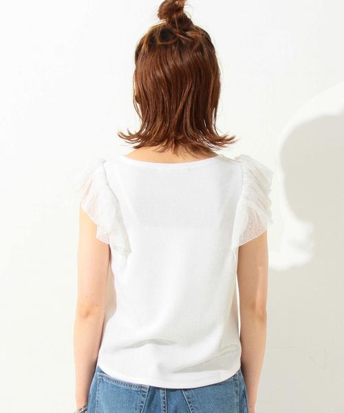 Another Edition（アナザーエディション）の「ドットチュールスリーブTシャツ/ AEBFC　DOT チュール SL T◆（Tシャツ/カットソー・レディース・オフホワイト/ブラック/ピンク・フリー）」の4枚目の写真