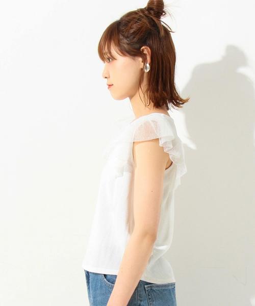 Another Edition（アナザーエディション）の「ドットチュールスリーブTシャツ/ AEBFC　DOT チュール SL T◆（Tシャツ/カットソー・レディース・オフホワイト/ブラック/ピンク・フリー）」の5枚目の写真