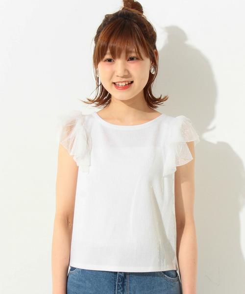 Another Edition（アナザーエディション）の「ドットチュールスリーブTシャツ/ AEBFC　DOT チュール SL T◆（Tシャツ/カットソー・レディース・オフホワイト/ブラック/ピンク・フリー）」の6枚目の写真