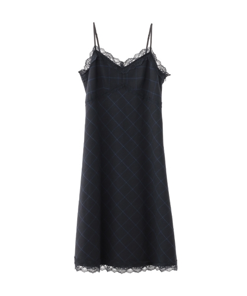 Banner Barrett（バナーバレット）の「チェック×レースキャミワンピース（ワンピース・レディース・ネイビー/グレー・38/36）」の2枚目の写真