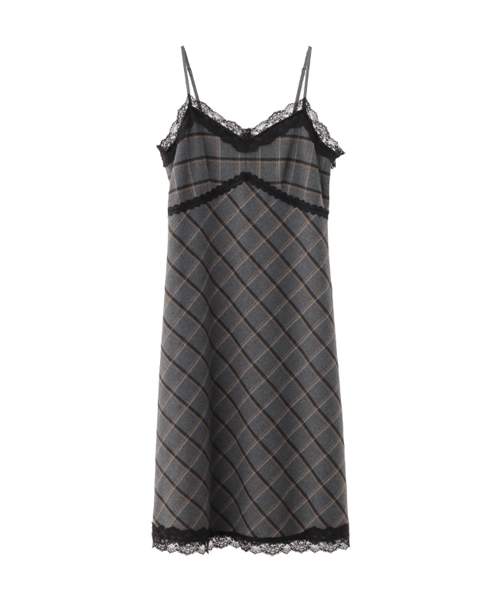 Banner Barrett（バナーバレット）の「チェック×レースキャミワンピース（ワンピース・レディース・ネイビー/グレー・38/36）」の3枚目の写真