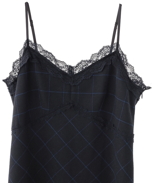 Banner Barrett（バナーバレット）の「チェック×レースキャミワンピース（ワンピース・レディース・ネイビー/グレー・38/36）」の4枚目の写真