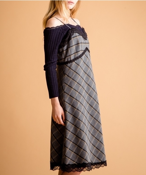 Banner Barrett（バナーバレット）の「チェック×レースキャミワンピース（ワンピース・レディース・ネイビー/グレー・38/36）」の9枚目の写真