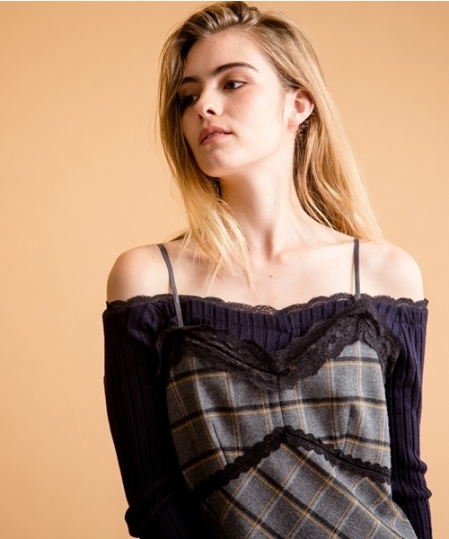 Banner Barrett（バナーバレット）の「チェック×レースキャミワンピース（ワンピース・レディース・ネイビー/グレー・38/36）」の10枚目の写真