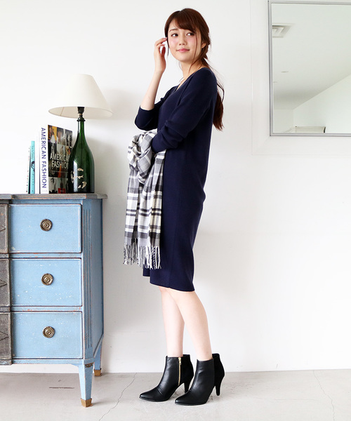 N.（N. Natural Beauty Basic）（エヌエヌナチュラルビューティーベーシック）の「ウールベーシックニットワンピース（ワンピース・レディース・ベージュ/イエロー/ネイビー/グレー/レッド・MEDIUM）」の14枚目の写真