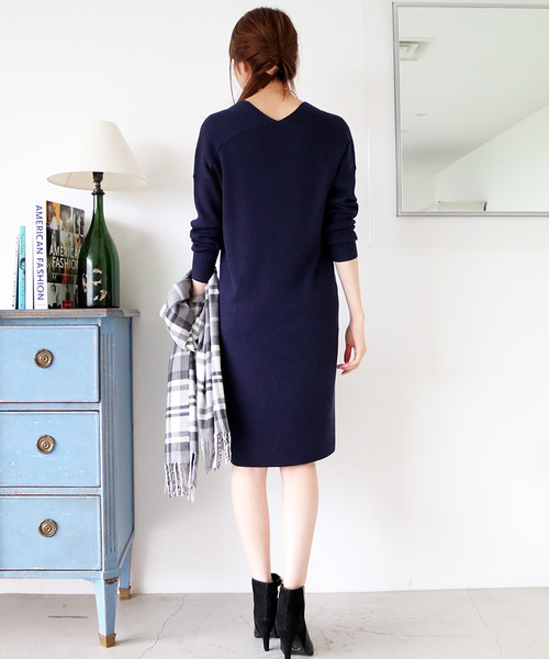 N.（N. Natural Beauty Basic）（エヌエヌナチュラルビューティーベーシック）の「ウールベーシックニットワンピース（ワンピース・レディース・ベージュ/イエロー/ネイビー/グレー/レッド・MEDIUM）」の15枚目の写真