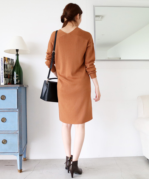 N.（N. Natural Beauty Basic）（エヌエヌナチュラルビューティーベーシック）の「ウールベーシックニットワンピース（ワンピース・レディース・ベージュ/イエロー/ネイビー/グレー/レッド・MEDIUM）」の11枚目の写真