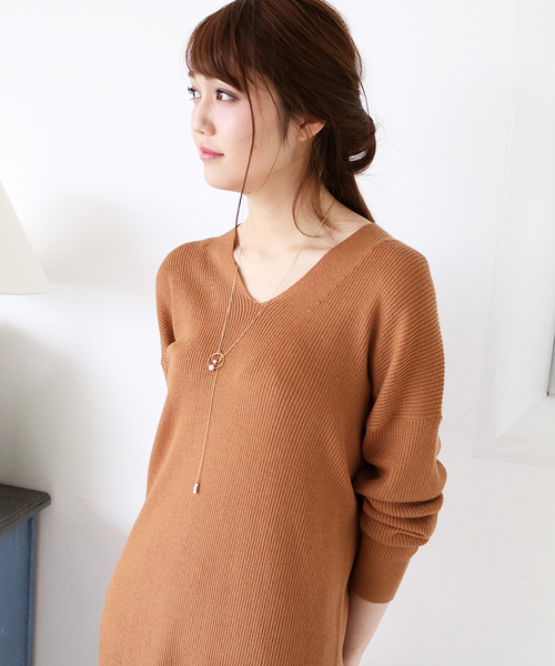 N.（N. Natural Beauty Basic）（エヌエヌナチュラルビューティーベーシック）の「ウールベーシックニットワンピース（ワンピース・レディース・ベージュ/イエロー/ネイビー/グレー/レッド・MEDIUM）」の12枚目の写真