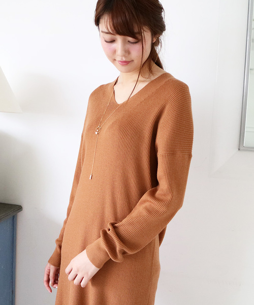 N.（N. Natural Beauty Basic）（エヌエヌナチュラルビューティーベーシック）の「ウールベーシックニットワンピース（ワンピース・レディース・ベージュ/イエロー/ネイビー/グレー/レッド・MEDIUM）」の6枚目の写真