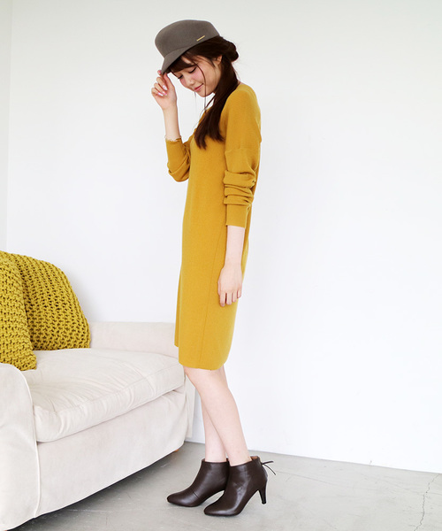 N.（N. Natural Beauty Basic）（エヌエヌナチュラルビューティーベーシック）の「ウールベーシックニットワンピース（ワンピース・レディース・ベージュ/イエロー/ネイビー/グレー/レッド・MEDIUM）」の10枚目の写真