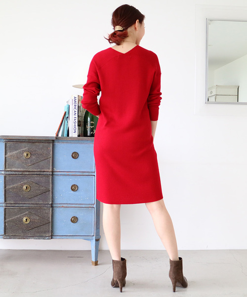 N.（N. Natural Beauty Basic）（エヌエヌナチュラルビューティーベーシック）の「ウールベーシックニットワンピース（ワンピース・レディース・ベージュ/イエロー/ネイビー/グレー/レッド・MEDIUM）」の18枚目の写真