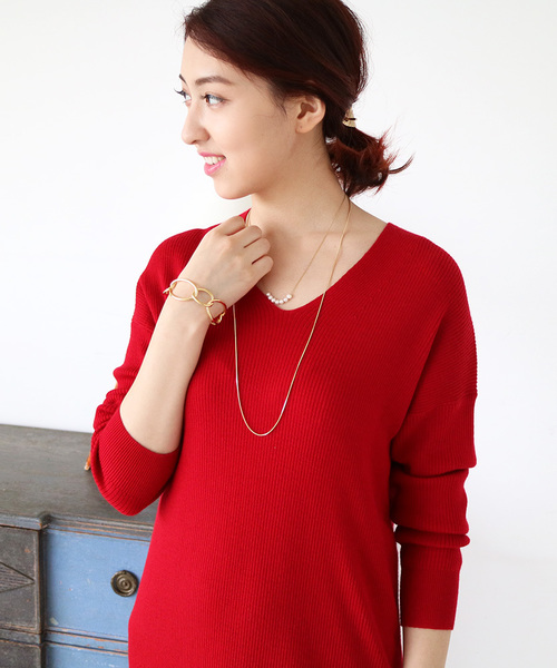 N.（N. Natural Beauty Basic）（エヌエヌナチュラルビューティーベーシック）の「ウールベーシックニットワンピース（ワンピース・レディース・ベージュ/イエロー/ネイビー/グレー/レッド・MEDIUM）」の19枚目の写真