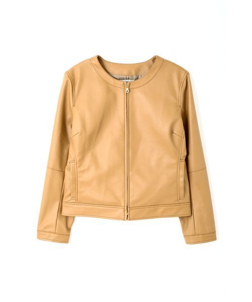 NATURAL BEAUTY BASIC（ナチュラルビューティーベーシック）の「【andGIRL 10月号掲載】フェイクレザーブルゾン（ブルゾン・レディース・ベージュ/ダークベージュ/ブラック・MEDIUM/SMALL/LARGE）」の13枚目の写真