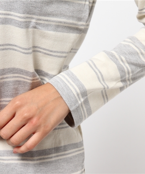 Pierrot（ピエロ）の「【しっかり生地が魅力！王道のボーダーロンT】3typeボーダー地厚カットソートップス（Tシャツ/カットソー・レディース・ネイビー/ホワイト×レッド/グレー系その他/グレー×ホワイト/ブルー系その他2/その他/ホワイト系その他/レッド系その他/トリコロール/ホワイト×ネイビー/グレー系その他2/ブルー系その他・M/L）」の18枚目の写真