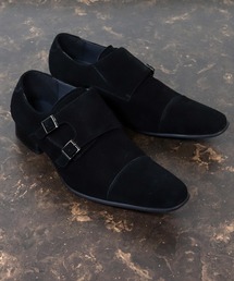 SARABANDE / 本革 ダブルモンクストラップ ビジネスシューズ ロングノーズ 3.5cmヒール レザー ドレスシューズ メンズ (7773)