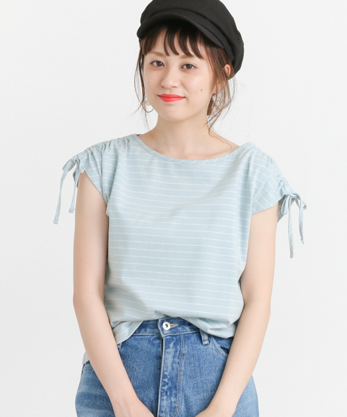 URBAN RESEARCH Sonny Label(アーバンリサーチサニーレーベル)の「Sonny Label シャーリングボーダーTシャツ(Tシャツ/カットソー・レディース・ブラック/ブルー/ピンク/レッド・FREE)」の3枚目の写真