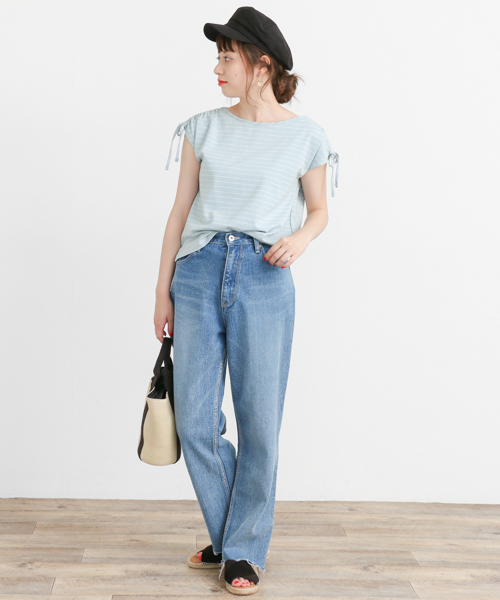 URBAN RESEARCH Sonny Label(アーバンリサーチサニーレーベル)の「Sonny Label シャーリングボーダーTシャツ(Tシャツ/カットソー・レディース・ブラック/ブルー/ピンク/レッド・FREE)」の6枚目の写真