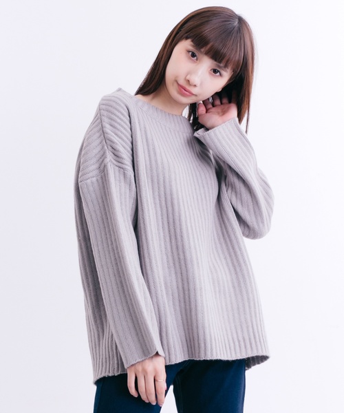 MERLOT（メルロー）の「リブニットプルオーバー640-7527（ニット/セーター・レディース・アイボリー/ラベンダー/ブラウン/チャコールグレー・FREE）」の4枚目の写真