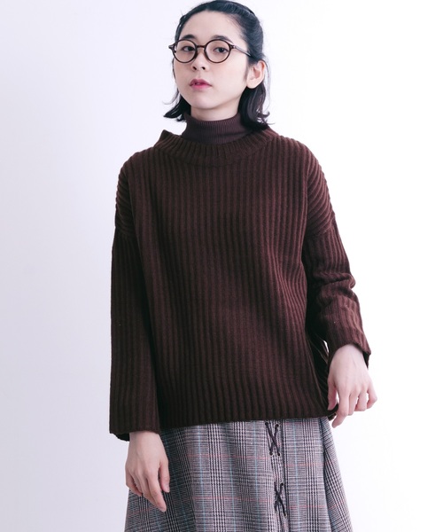 MERLOT（メルロー）の「リブニットプルオーバー640-7527（ニット/セーター・レディース・アイボリー/ラベンダー/ブラウン/チャコールグレー・FREE）」の3枚目の写真