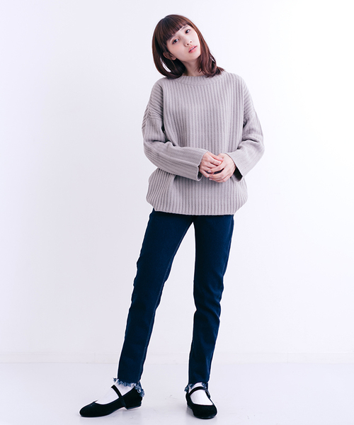 MERLOT（メルロー）の「リブニットプルオーバー640-7527（ニット/セーター・レディース・アイボリー/ラベンダー/ブラウン/チャコールグレー・FREE）」の15枚目の写真