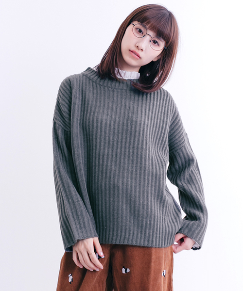 MERLOT（メルロー）の「リブニットプルオーバー640-7527（ニット/セーター・レディース・アイボリー/ラベンダー/ブラウン/チャコールグレー・FREE）」の12枚目の写真