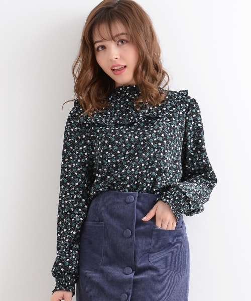 MAJESTIC LEGON(マジェスティックレゴン)の「☆リトルローズ×ドット柄フリルブラウス(シャツ/ブラウス・レディース・レッド系その他2/ブラック系その他/ブルー系その他4・MEDIUM)」の1枚目の写真