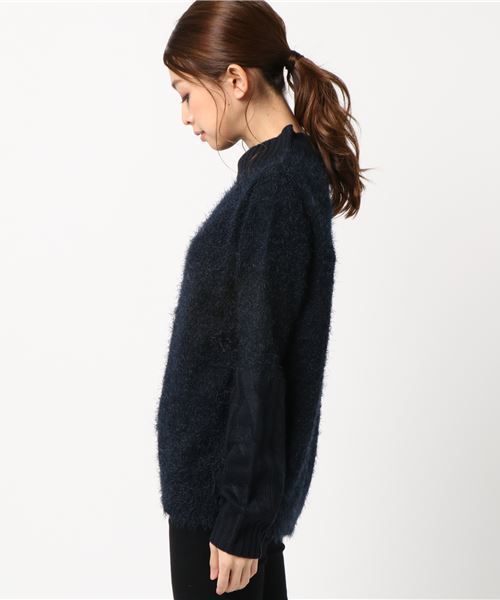 STYLEBLOCK（スタイルブロック）の「シャギー袖切り替えプルオーバー（ニット/セーター・レディース・ホワイト/ブラック/ベージュ/ネイビー/グレー/ピンク・M）」の9枚目の写真