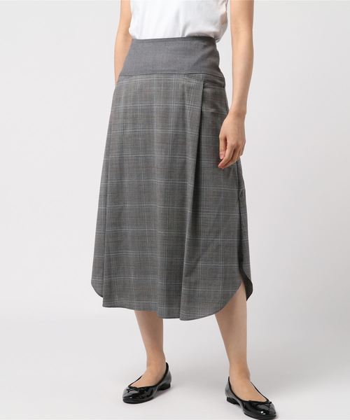 FLUID(フルイド)の「Fluid.(フルイド)チェックフレアスカート(スカート・レディース・ベージュ/グレー・1/2)」の5枚目の写真