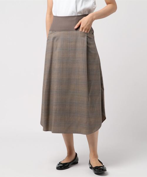 FLUID(フルイド)の「Fluid.(フルイド)チェックフレアスカート(スカート・レディース・ベージュ/グレー・1/2)」の1枚目の写真