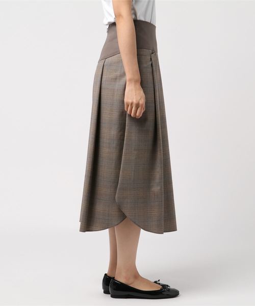 FLUID(フルイド)の「Fluid.(フルイド)チェックフレアスカート(スカート・レディース・ベージュ/グレー・1/2)」の3枚目の写真