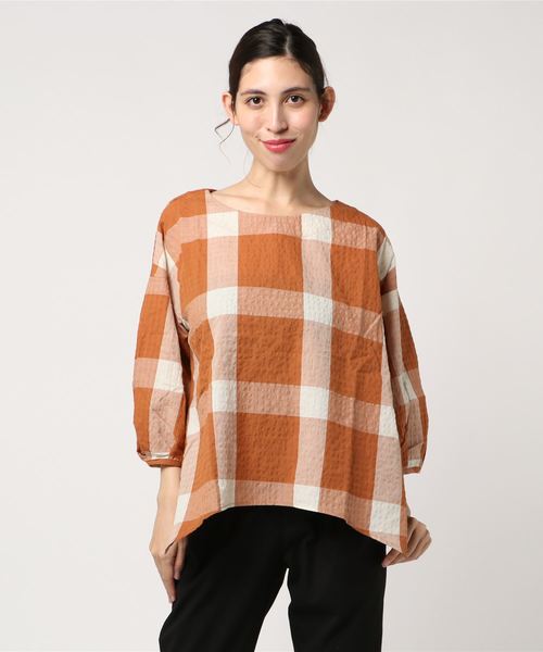 LBC(エルビーシー)の「ビッグブロックチェックブラウス(シャツ/ブラウス・レディース・ブラック/ネイビー/オレンジ・M/L)」の8枚目の写真