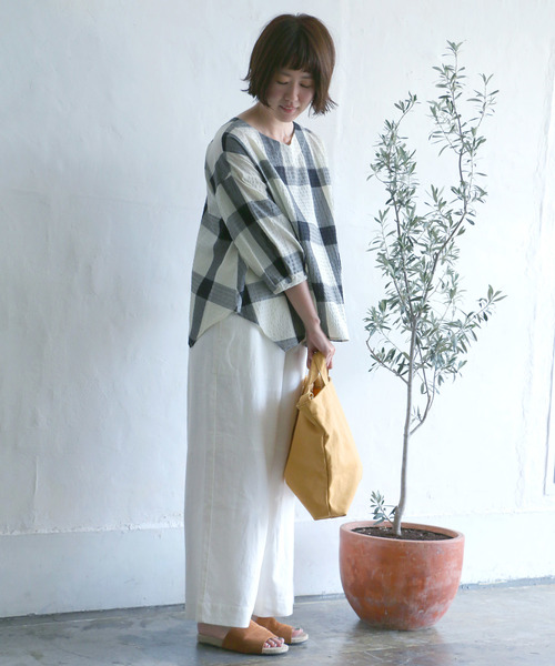 LBC(エルビーシー)の「ビッグブロックチェックブラウス(シャツ/ブラウス・レディース・ブラック/ネイビー/オレンジ・M/L)」の9枚目の写真