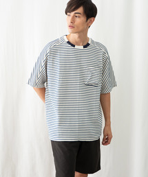 【JRD by JARLD】ドルマンスリーブ切替 ボーダー柄 半袖Tシャツ