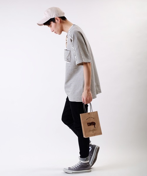 JRD by JARLD(ジェイアールディーバイジャールド)の「【JRD by JARLD】ドルマンスリーブ切替 ボーダー柄 半袖Tシャツ(Tシャツ/カットソー・メンズ・グレー系その他/ブルー系その他・S/M/L)」の14枚目の写真