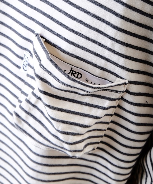 JRD by JARLD(ジェイアールディーバイジャールド)の「【JRD by JARLD】ドルマンスリーブ切替 ボーダー柄 半袖Tシャツ(Tシャツ/カットソー・メンズ・グレー系その他/ブルー系その他・S/M/L)」の5枚目の写真