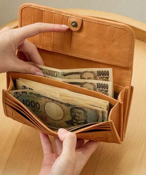 zucchero ズッケロ 長財布 レディース 本革 かぶせ がま口 大容量