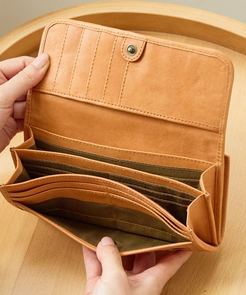 zucchero ズッケロ 長財布 レディース 本革 かぶせ がま口 大容量