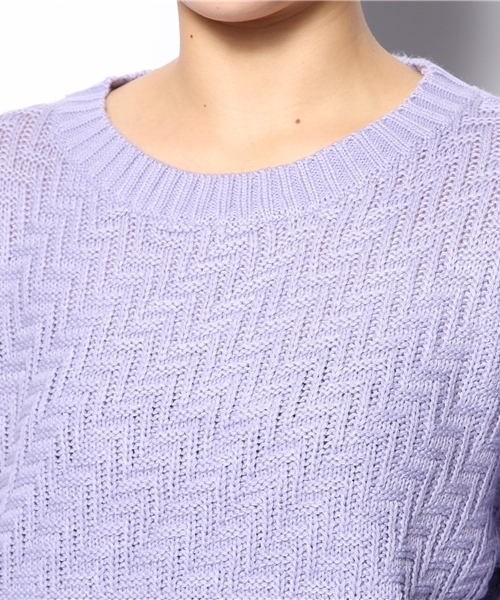 DISCOAT（ディスコート）の「【Discoat】編地切替ショート丈プルオーバー（ニット/セーター・レディース・ラベンダー/ブラック/アイボリー/ベビーピンク・ﾌﾘ-）」の8枚目の写真