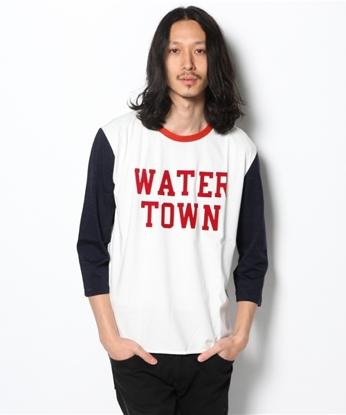 And A（アンドエー）の「WATER TOWN FOOTBAL TEE（Tシャツ/カットソー・メンズ・ネイビー/レッド・42/44）」の2枚目の写真