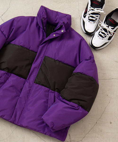 WEGO（ウィゴー）の「WEGO/バイカラーパフィーフェイクダウンジャケット（ダウンジャケット/コート・メンズ・ホワイト/パープル/レッド・MEDIUM/LARGE）」の4枚目の写真