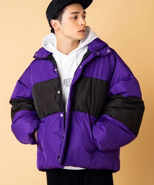 WEGO（ウィゴー）の「WEGO/バイカラーパフィーフェイクダウンジャケット（ダウンジャケット/コート・メンズ・ホワイト/パープル/レッド・MEDIUM/LARGE）」の8枚目の写真