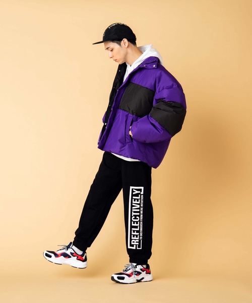 WEGO（ウィゴー）の「WEGO/バイカラーパフィーフェイクダウンジャケット（ダウンジャケット/コート・メンズ・ホワイト/パープル/レッド・MEDIUM/LARGE）」の9枚目の写真