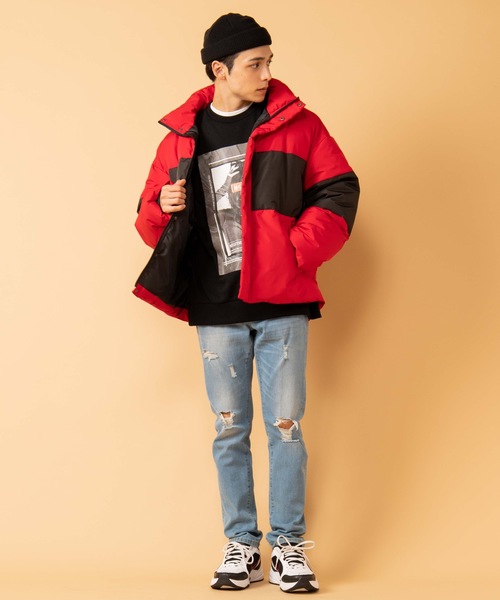 WEGO（ウィゴー）の「WEGO/バイカラーパフィーフェイクダウンジャケット（ダウンジャケット/コート・メンズ・ホワイト/パープル/レッド・MEDIUM/LARGE）」の13枚目の写真