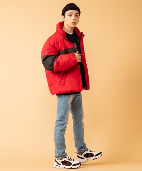 WEGO（ウィゴー）の「WEGO/バイカラーパフィーフェイクダウンジャケット（ダウンジャケット/コート・メンズ・ホワイト/パープル/レッド・MEDIUM/LARGE）」の15枚目の写真