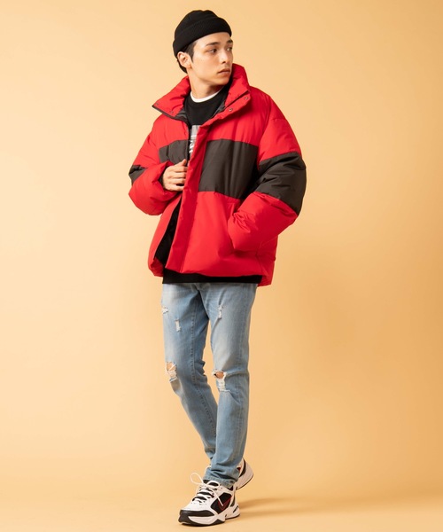 WEGO（ウィゴー）の「WEGO/バイカラーパフィーフェイクダウンジャケット（ダウンジャケット/コート・メンズ・ホワイト/パープル/レッド・MEDIUM/LARGE）」の16枚目の写真