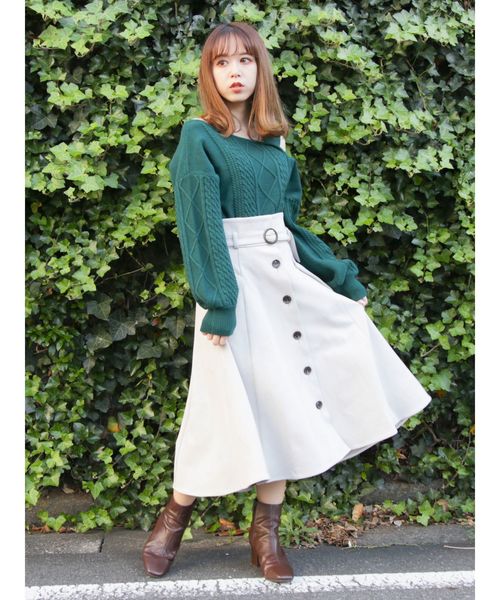 dazzlin(ダズリン)の「ケーブルイレギュラーネックプルオーバー(ニット/セーター・レディース・ブラック/グレー/アイボリー/モカ/グリーン/ベージュ/ブラウン・FREE)」の15枚目の写真